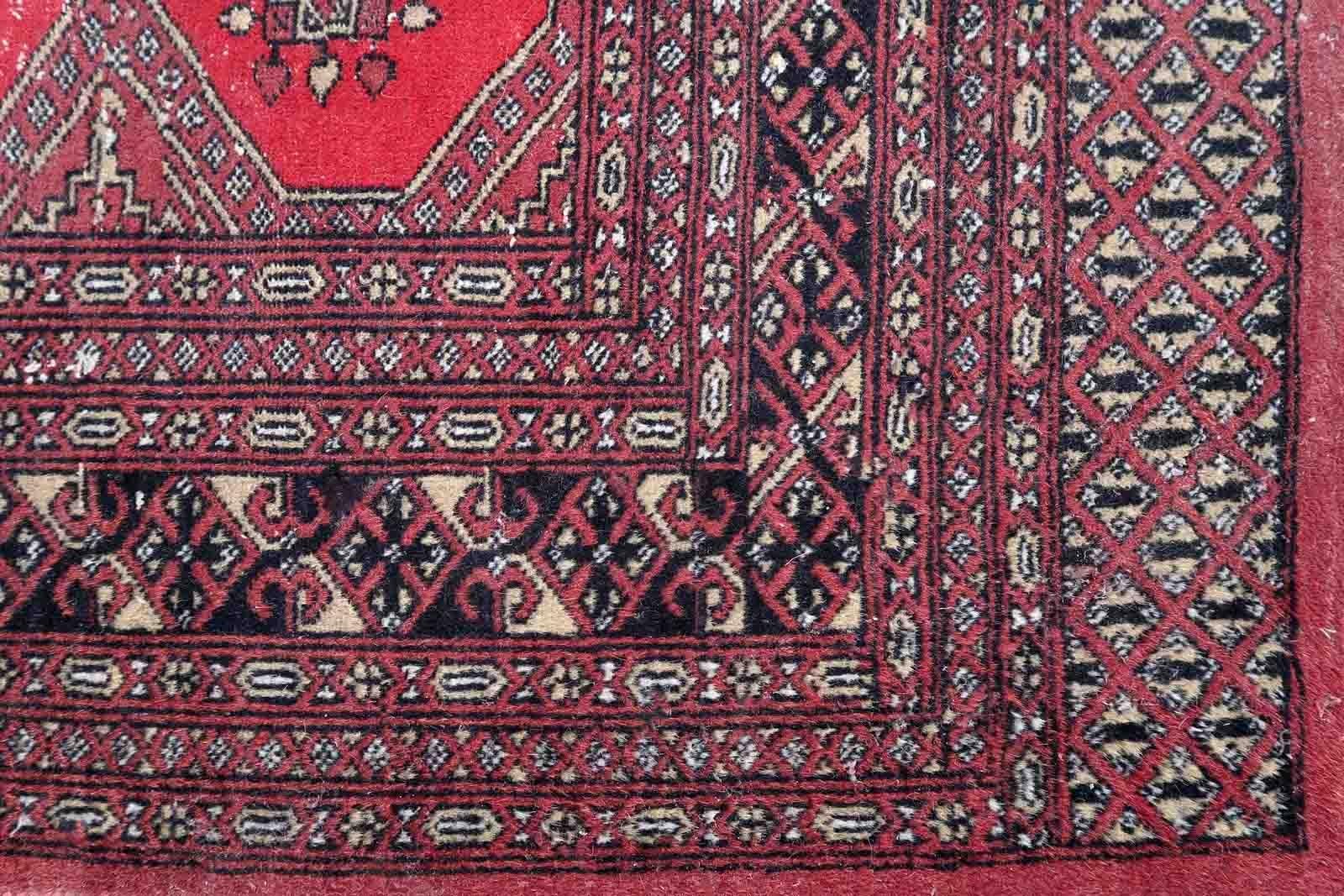 Handmade Vintage Uzbek Bukhara Rug, 1970s, 1Cc1022 For Sale 1