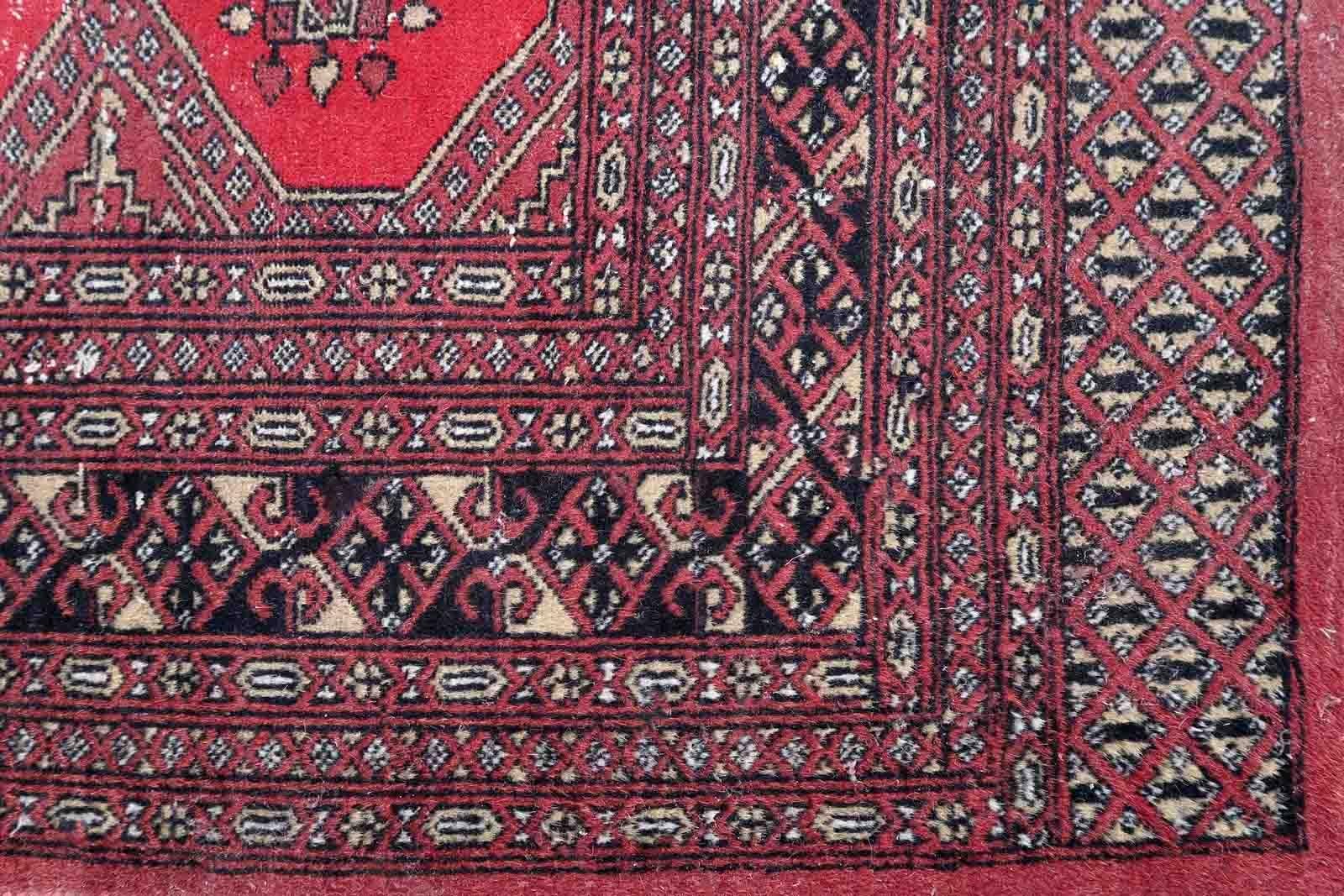 Laine Tapis Bukhara ouzbek vintage fait à la main, 1970, 1Cc1022 en vente