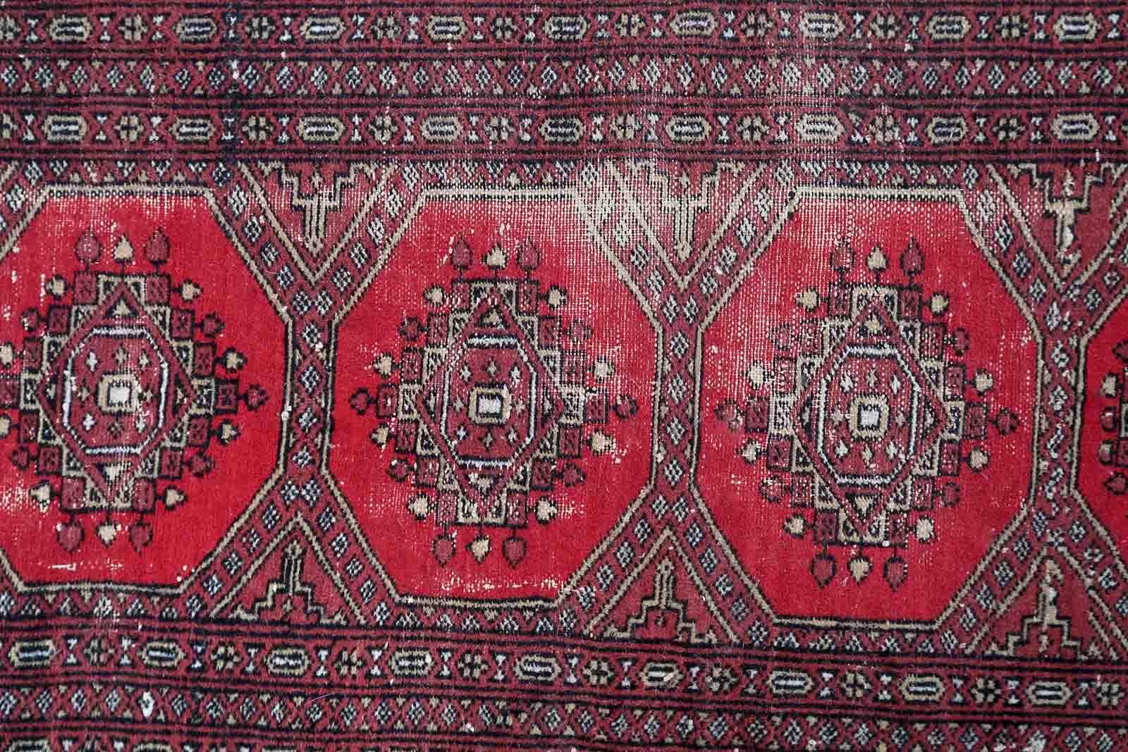 Handmade Vintage Uzbek Bukhara Rug, 1970s, 1Cc1022 For Sale 2