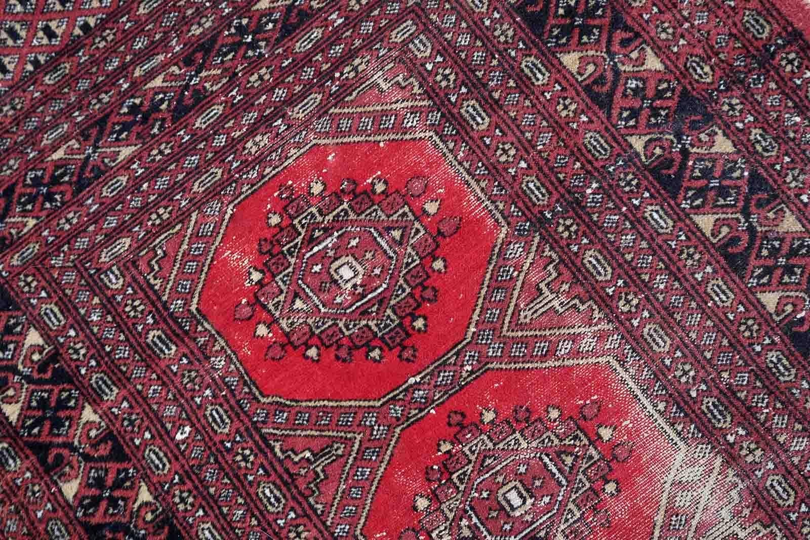 Handmade Vintage Uzbek Bukhara Rug, 1970s, 1Cc1022 For Sale 3