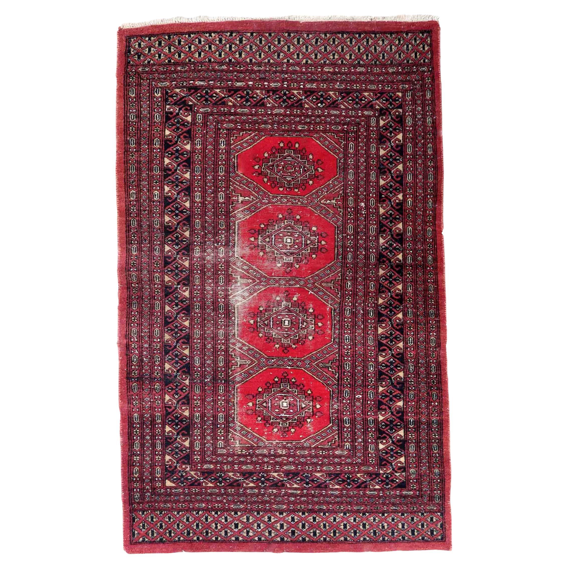 Handmade Vintage Uzbek Bukhara Rug, 1970s, 1Cc1022 For Sale
