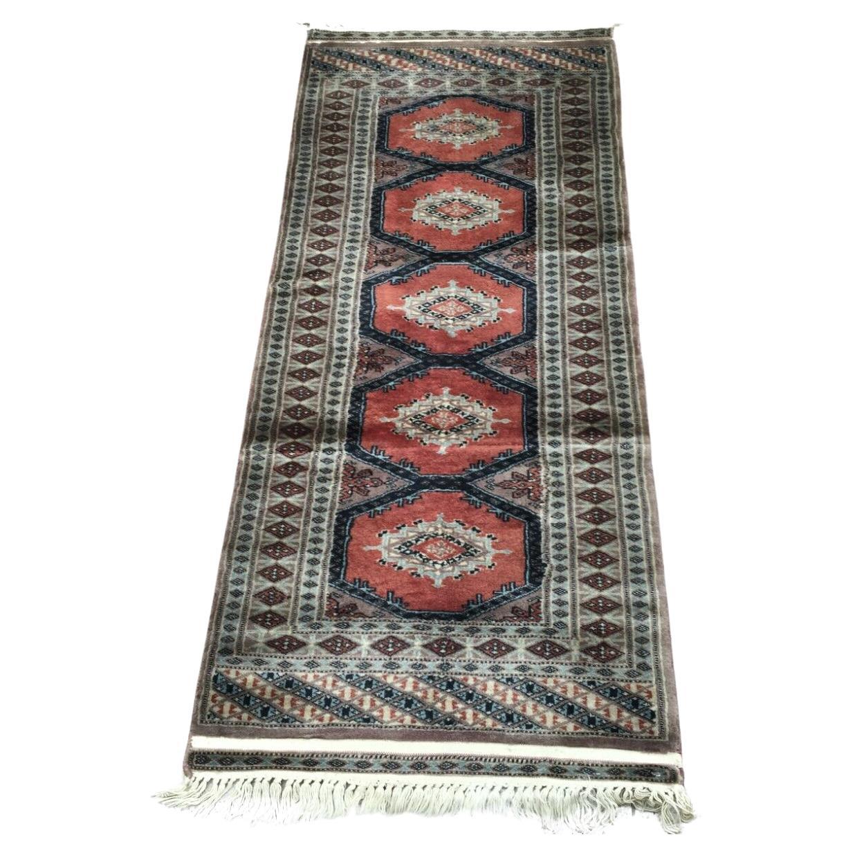 Handmade Vintage Uzbek Bukhara Rug 2' x 4.6', 1960s - 1W14