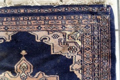 Handmade Vintage Uzbek Bukhara Rug 2.1' x 2.1' 1960s - 1C1176