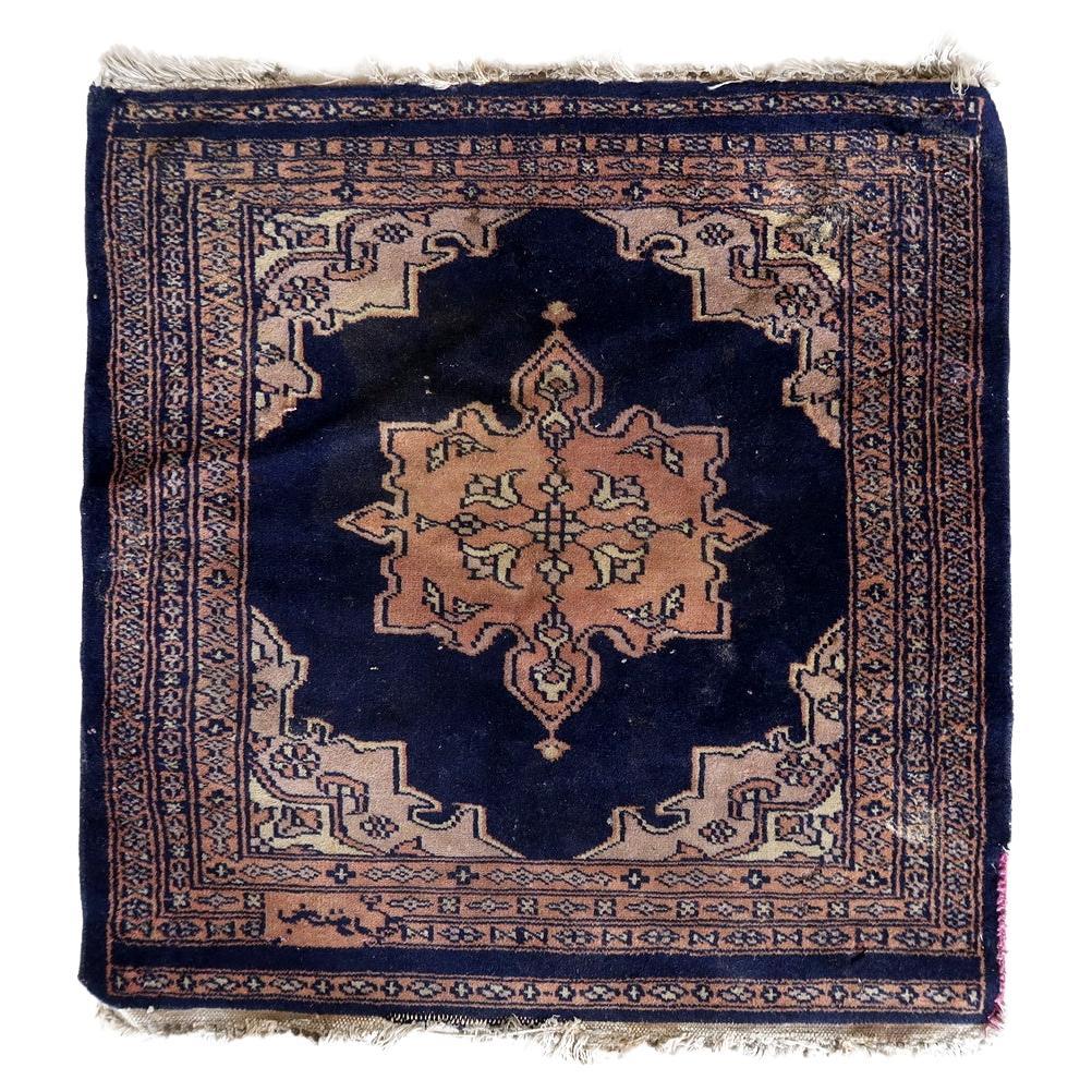 Handmade Vintage Uzbek Bukhara Rug 2.1' x 2.1' 1960s - 1C1176