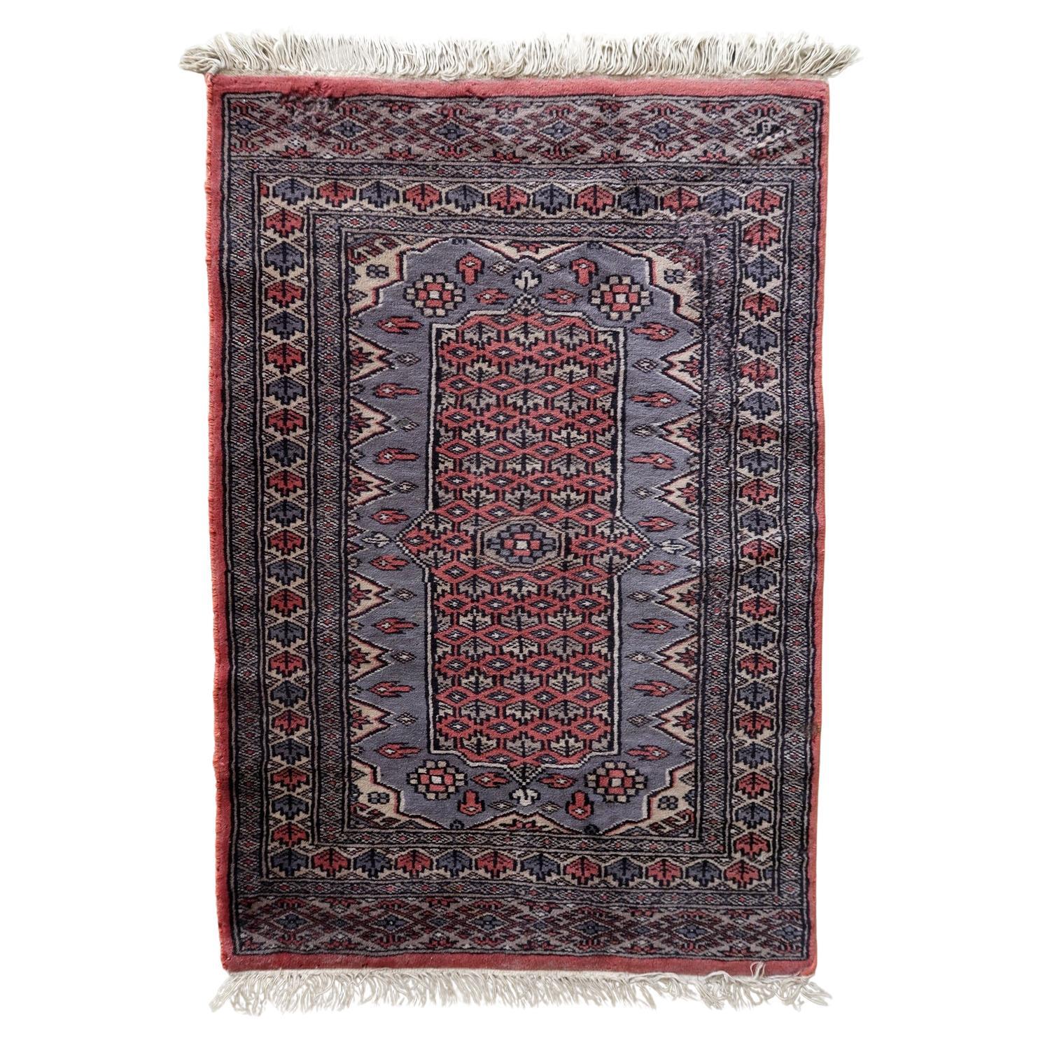 Handmade Vintage Uzbek Bukhara Rug 2.1' x 3.1' 1950s - 1C1174