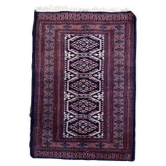 Handmade Vintage Uzbek Bukhara Rug 2.5' x 3.7' 1960s - 1C1158
