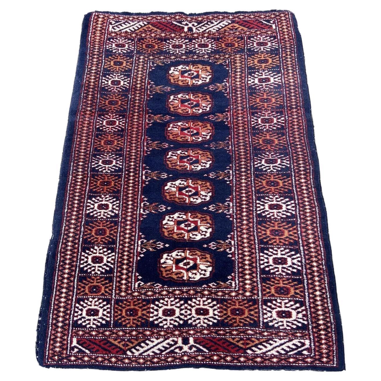 Handmade Vintage Uzbek Bukhara Rug 2.6' x 3.9', 1960s - 1S10