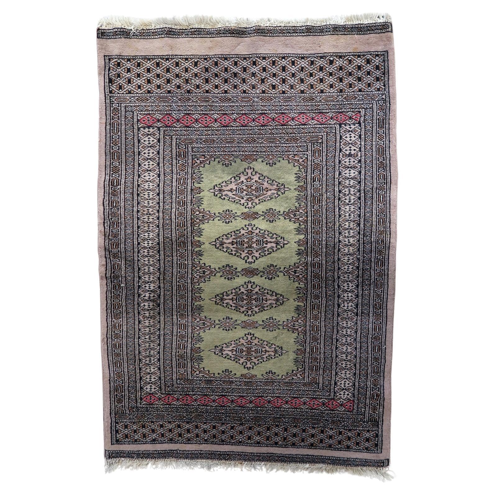 Handmade Vintage Uzbek Bukhara Rug 2.6' x 4', 1950s - 1C1145