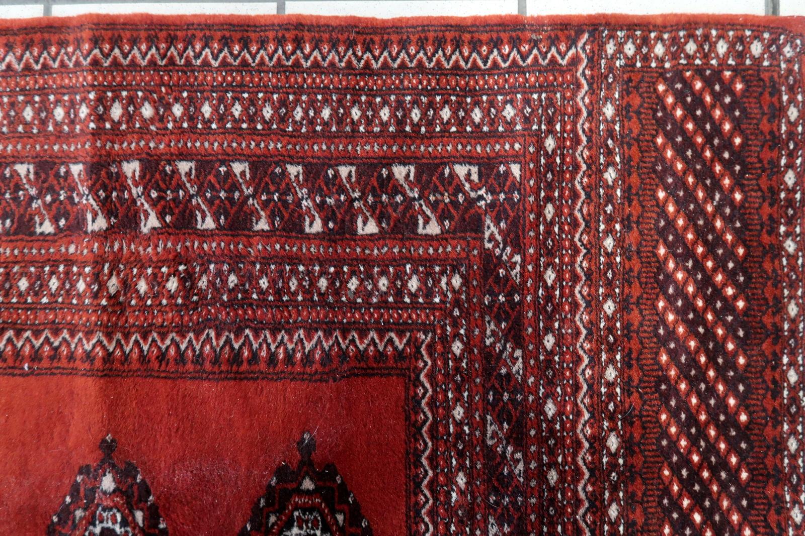 Mid-20th Century Handmade Vintage Uzbek Bukhara Rug 3' x 5.1', 1950s - 1C1147 For Sale