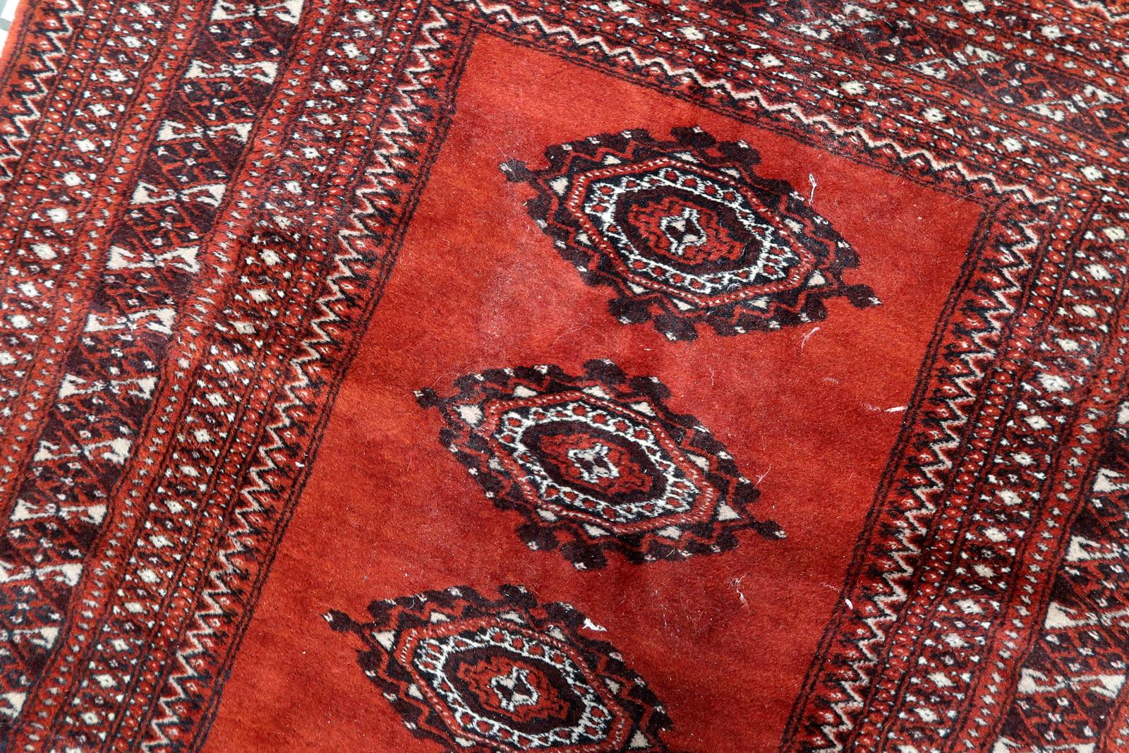 Wool Handmade Vintage Uzbek Bukhara Rug 3' x 5.1', 1950s - 1C1147 For Sale