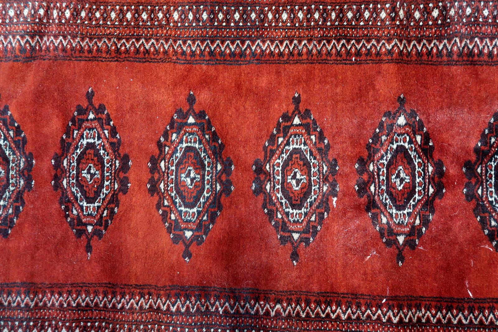 Handmade Vintage Uzbek Bukhara Rug 3' x 5.1', 1950s - 1C1147 For Sale 1