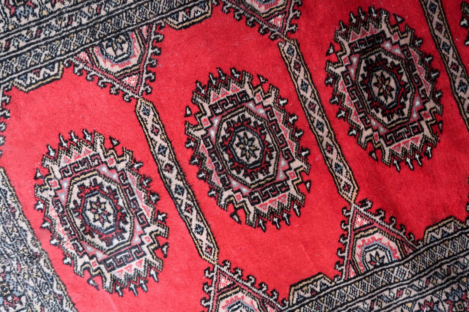Wool Handmade Vintage Uzbek Bukhara Rug 3' x 6.1', 1960s - 1C1095 For Sale
