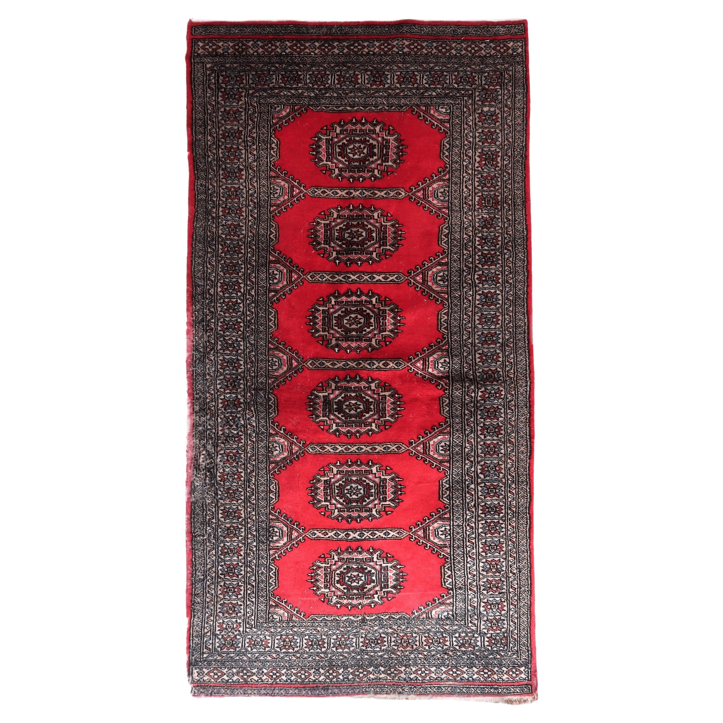 Handmade Vintage Uzbek Bukhara Rug 3' x 6.1', 1960s - 1C1095 For Sale