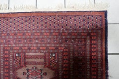 Handmade Vintage Uzbek Bukhara Rug 3.1' x 5.1', 1950s - 1C1182