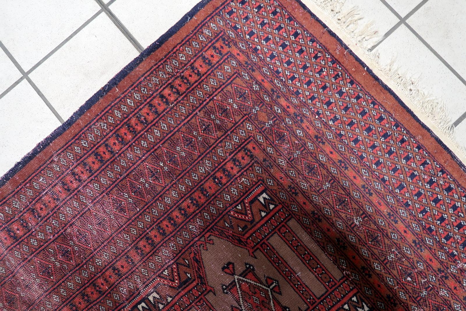 Alfombra vintage uzbeka de Bukhara, 1950, 1,1' x 1,1' - 1C1182 Francés en venta