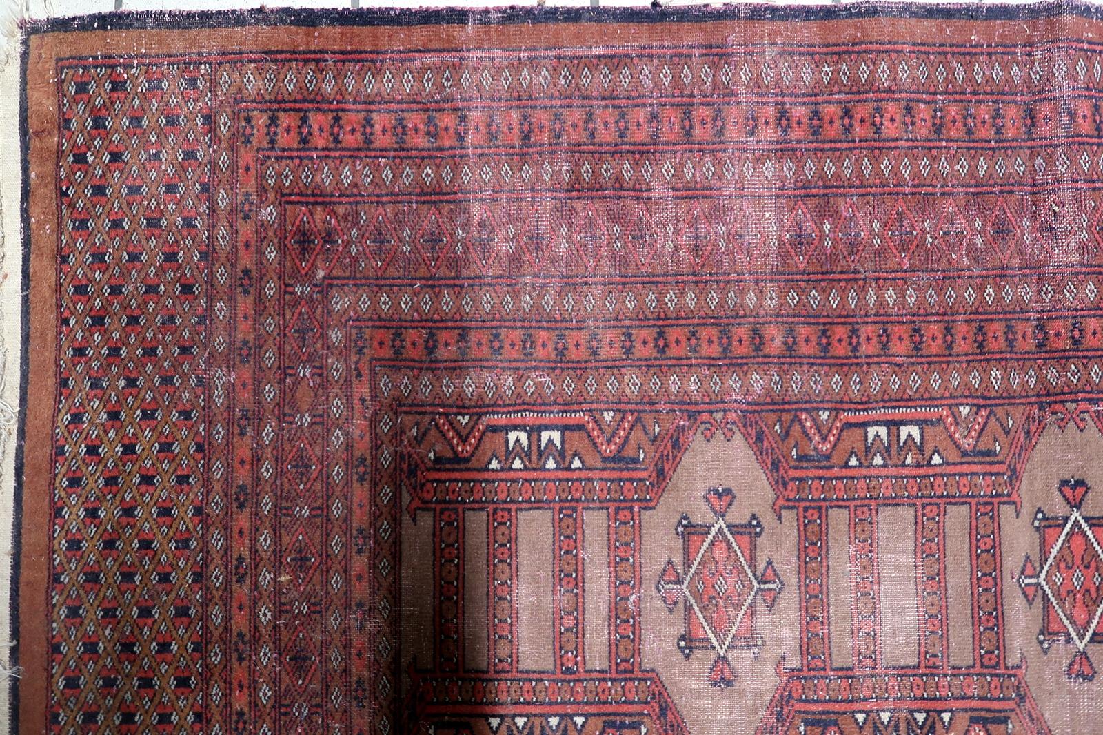 Alfombra vintage uzbeka de Bukhara, 1950, 1,1' x 1,1' - 1C1182 Lana en venta