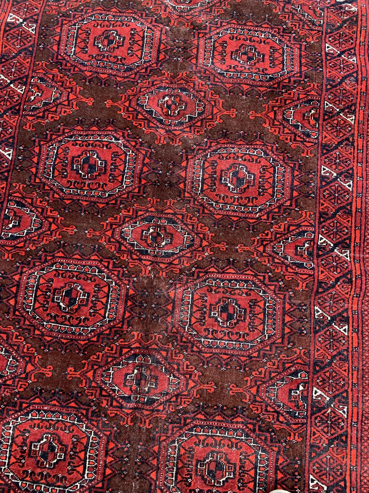 Wool Handmade Vintage Uzbek Bukhara Rug 4.5' x 5.10, 1960s - 1B963 For Sale