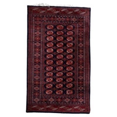 Handmade Vintage Uzbek Bukhara Rug 5' x 8.3' 1960s - 1C1151