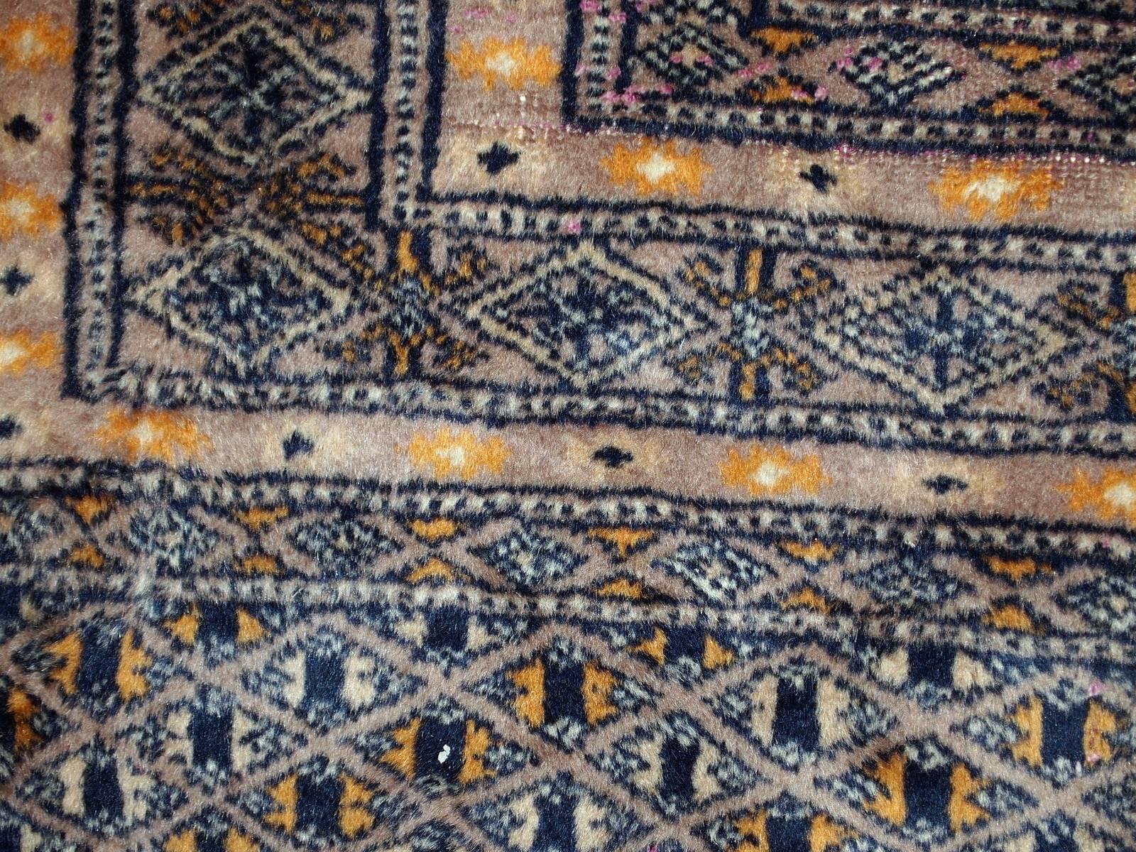 Handmade Vintage Uzbek Bukhara Rug, 1960s 2