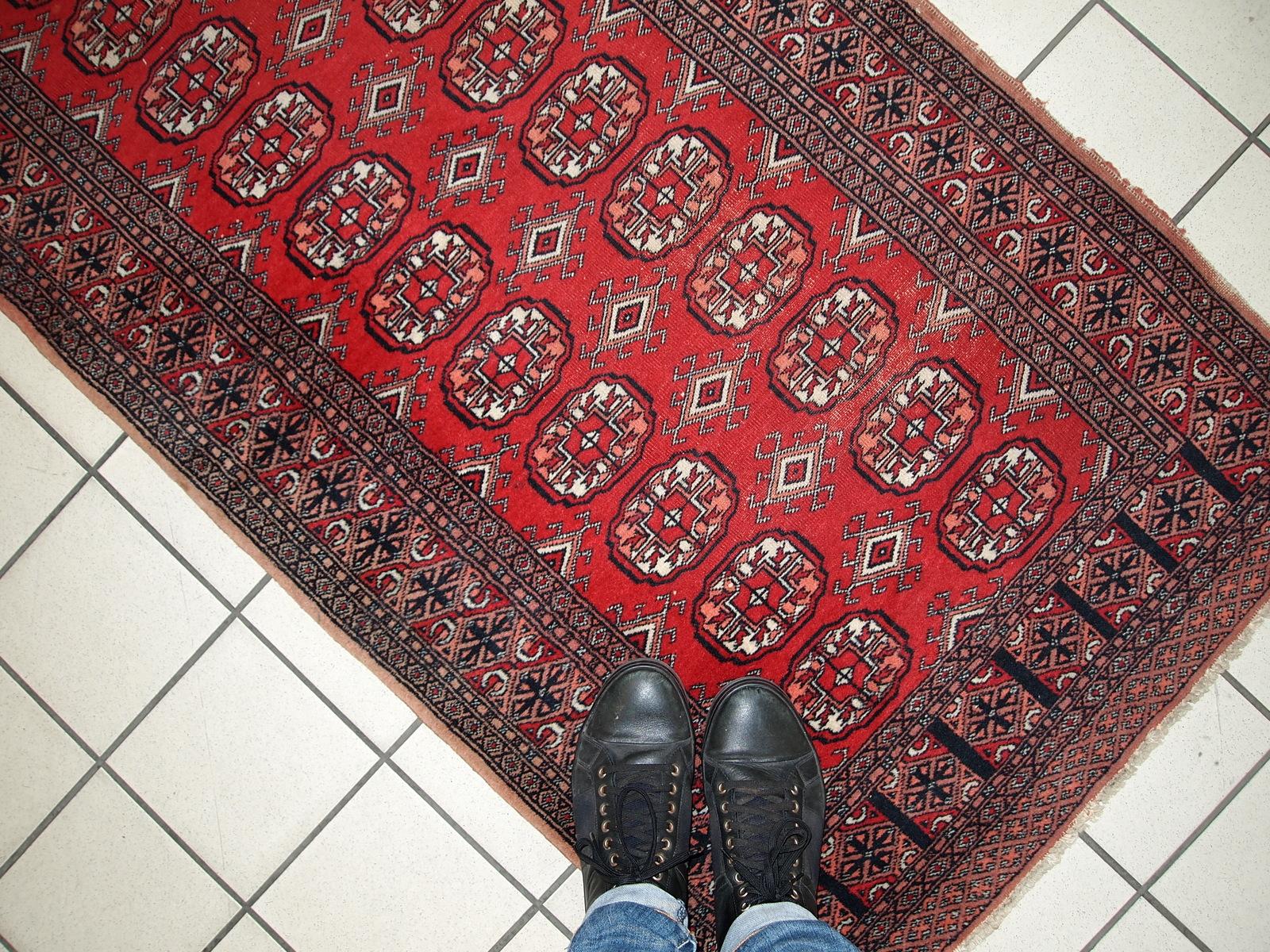 Handmade vintage Uzbek Bukhara runner, 1960s - 1C739 For Sale 3