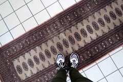 Handmade Vintage Uzbek Bukhara Runner, 1960s, 1C856