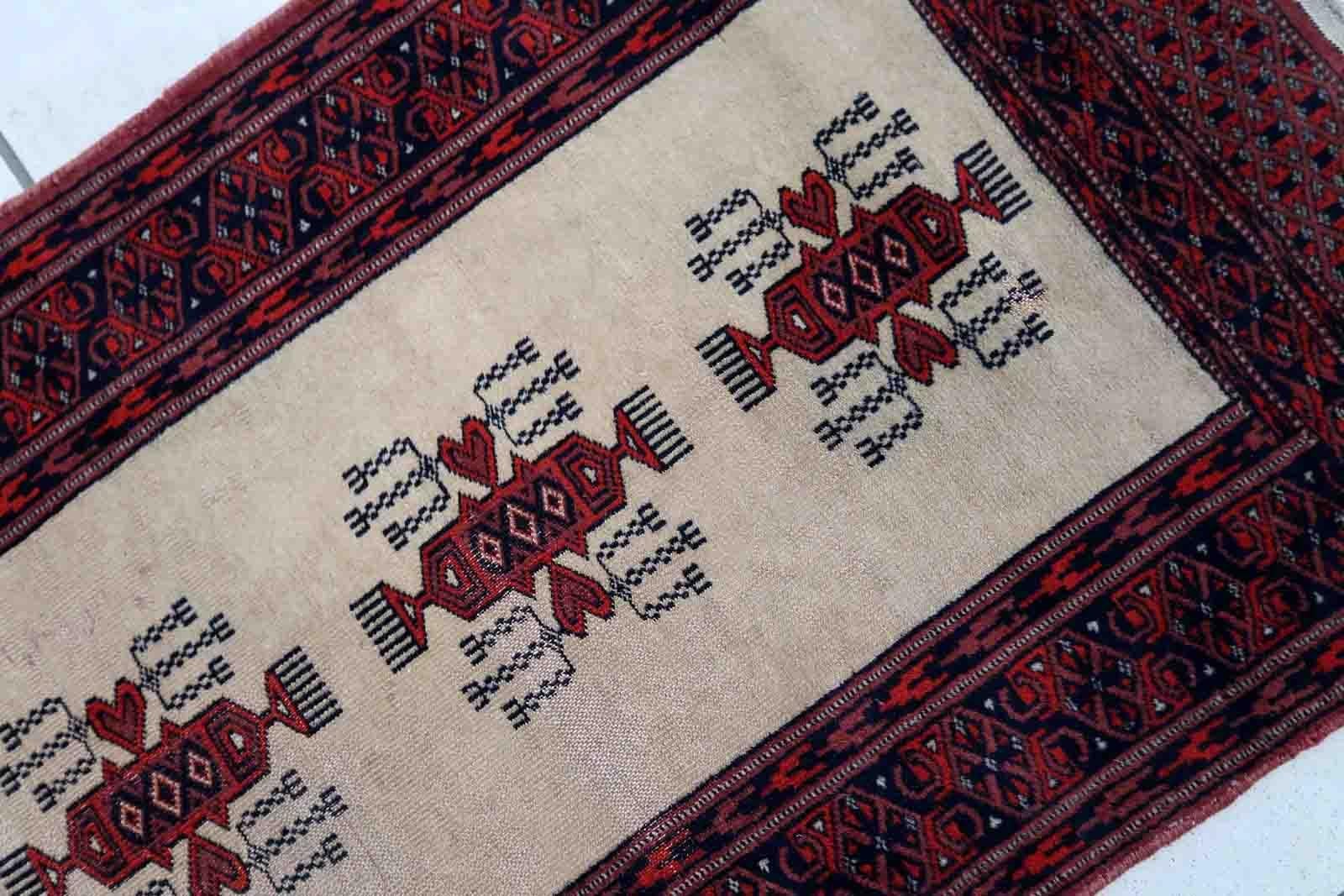 Wool Handmade Vintage Uzbek Bukhara Runner, 1960s, 1c858 For Sale