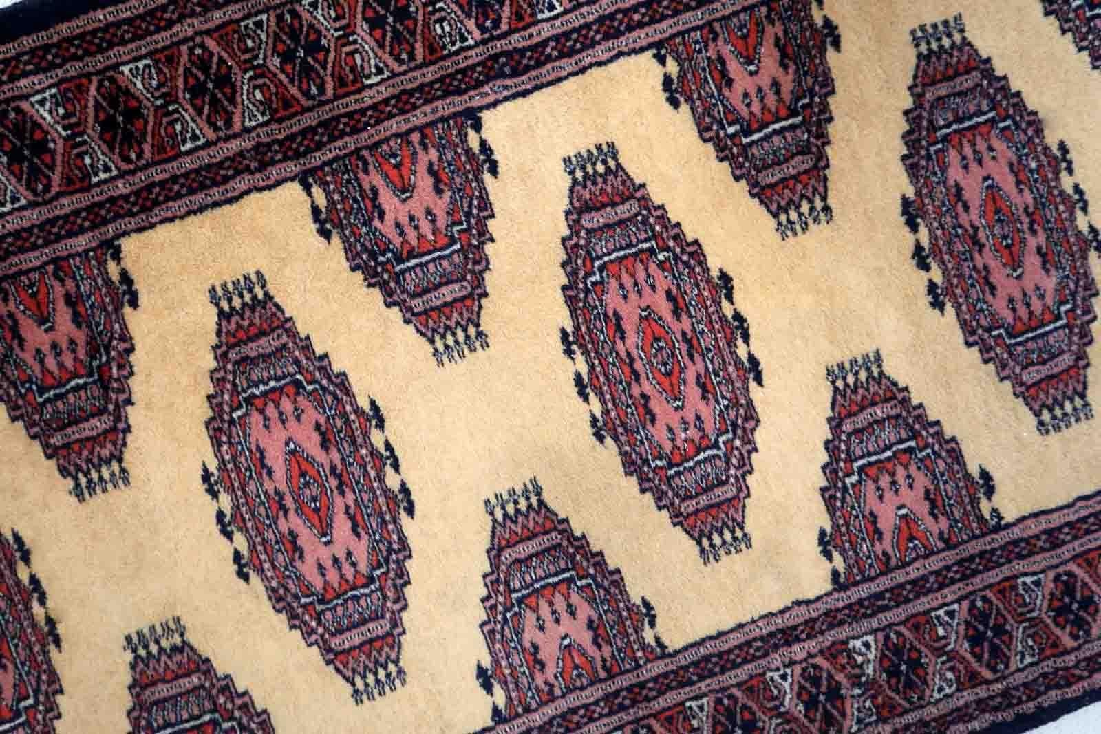 Wool Handmade Vintage Uzbek Bukhara Runner, 1970s, 1C943 For Sale
