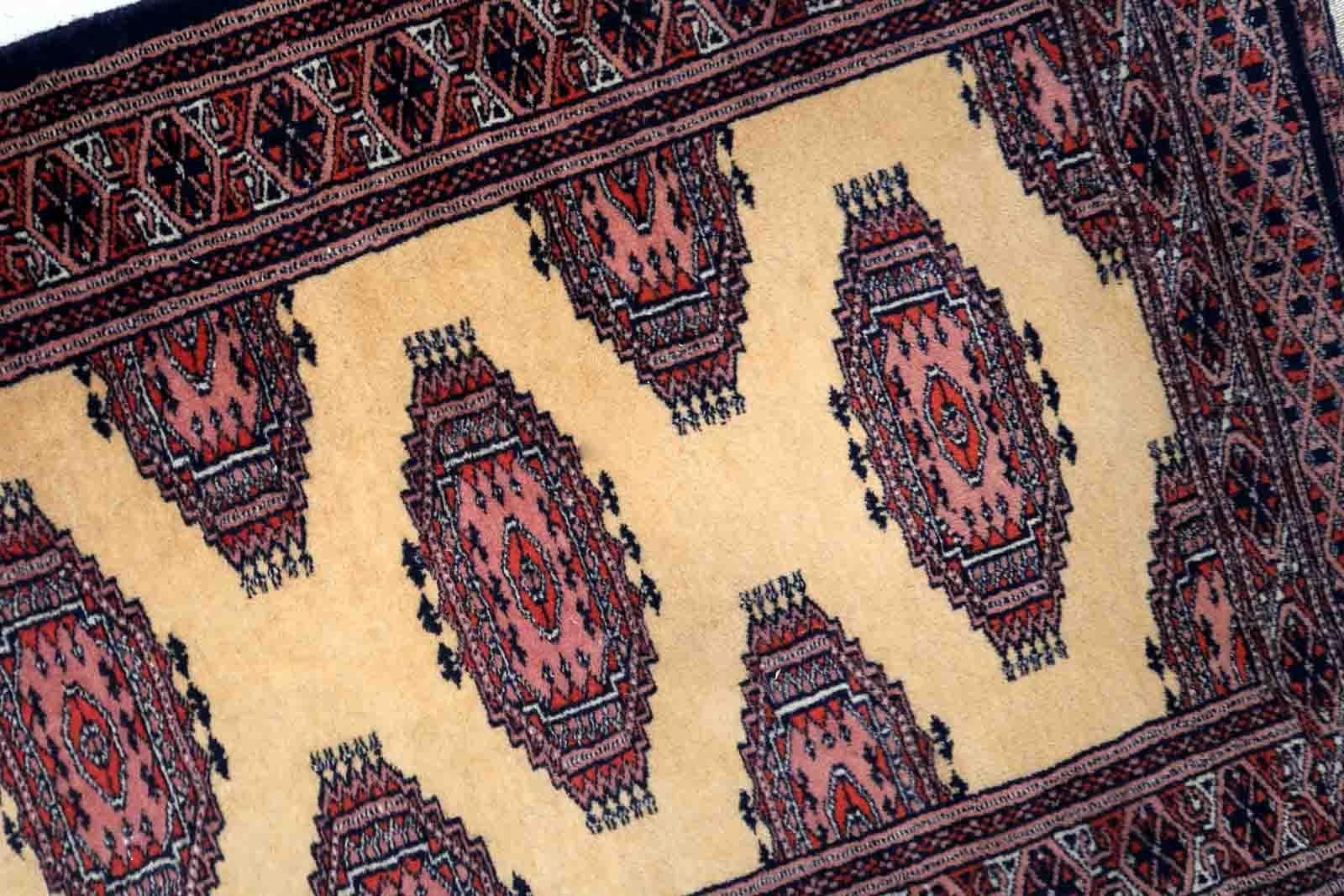 Laine Tapis de couloir Bukhara ouzbek vintage fait à la main, 1970, 1C943 en vente