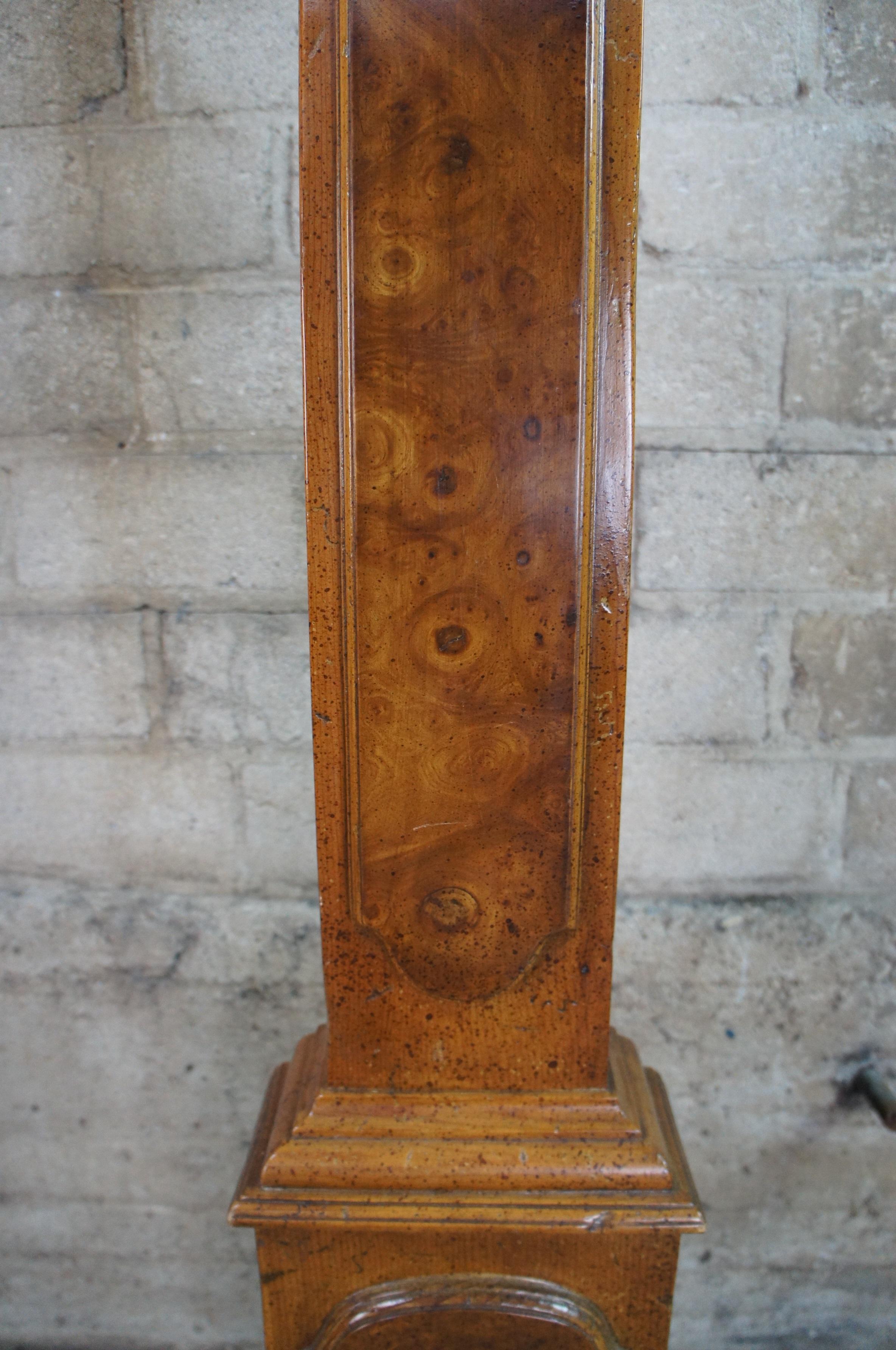 Victorian Handmade Vintage Walnut Burl & Pine Petite Tall Case Grandmother Clock