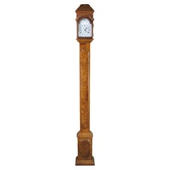 Handmade Vintage Walnut Burl & Pine Petite Tall Case Grandmother Clock