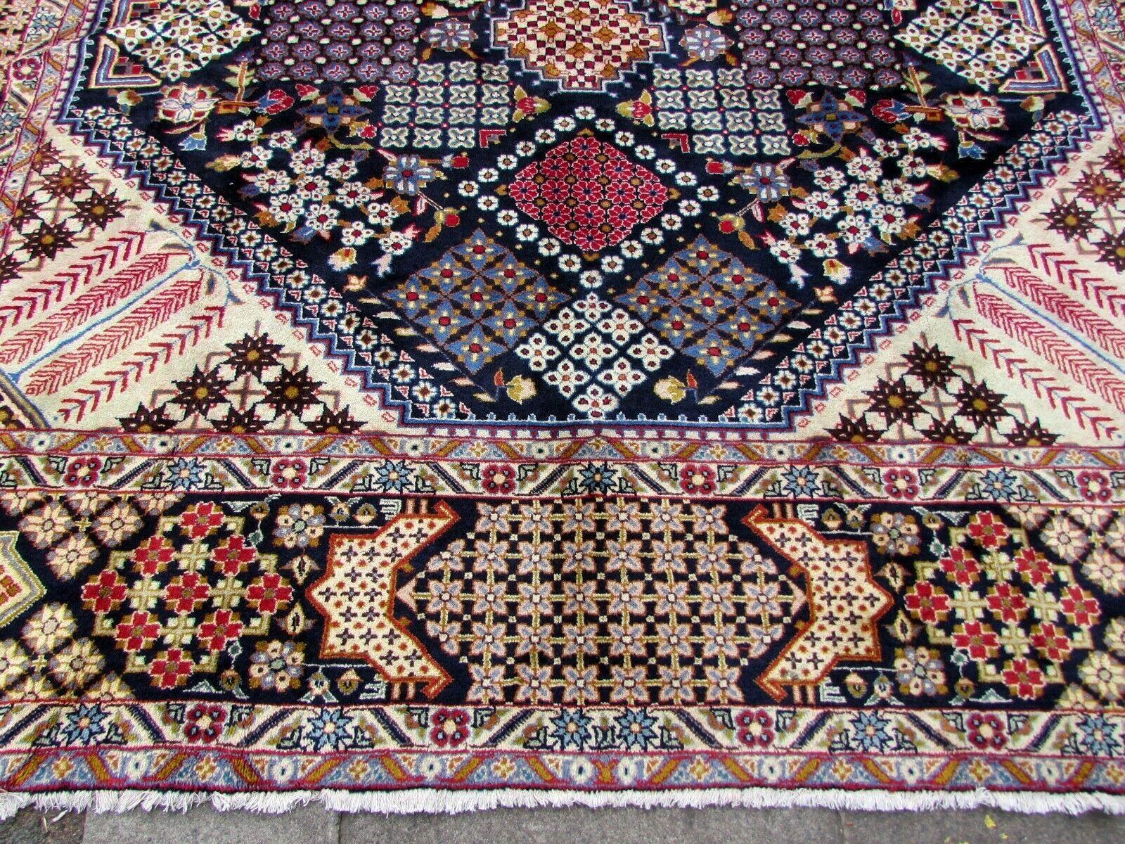 Hand-Knotted Handmade Vintage Yazd Style Rug, 1970s, 1Q0267