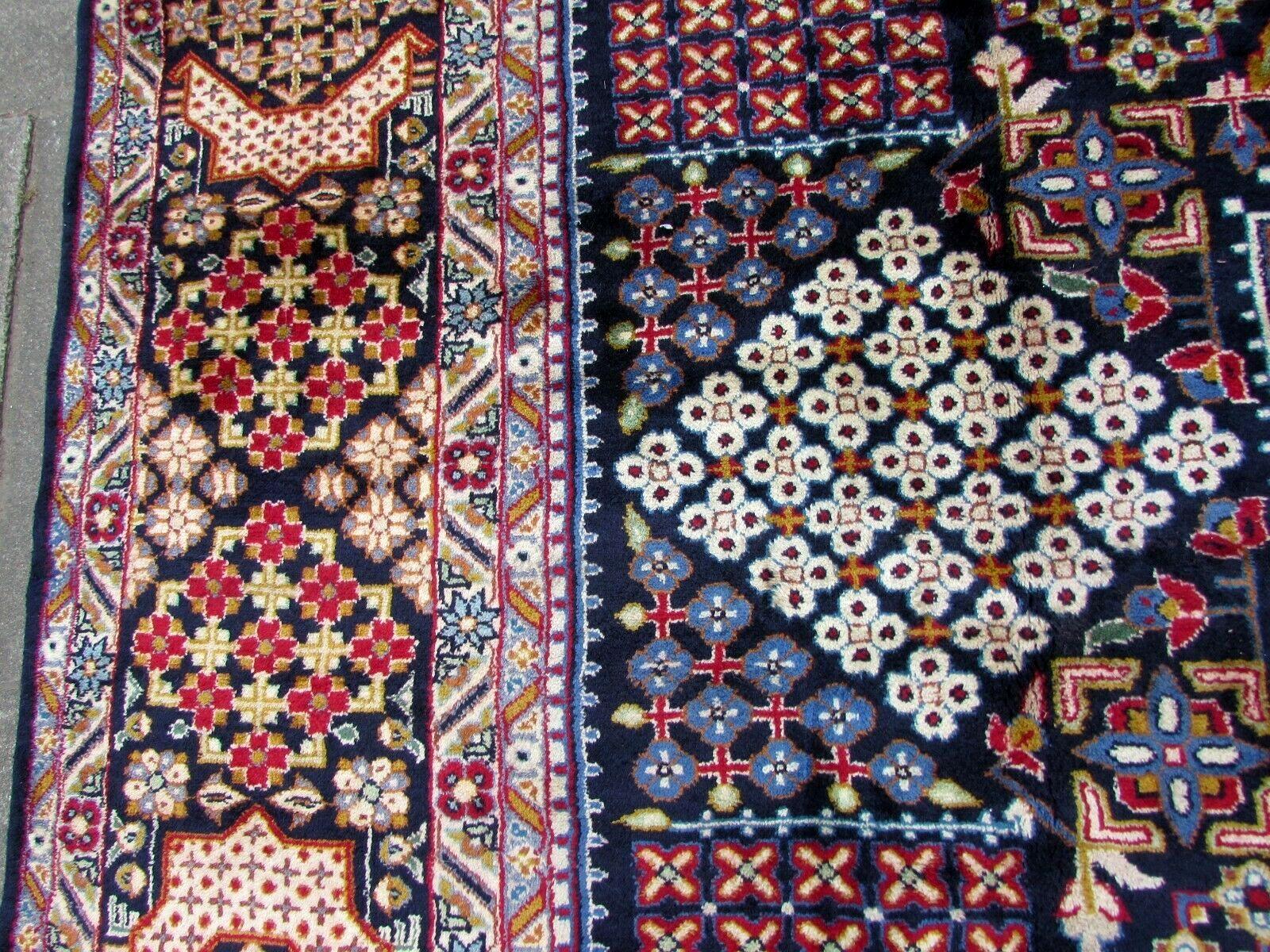 Wool Handmade Vintage Yazd Style Rug, 1970s, 1Q0267