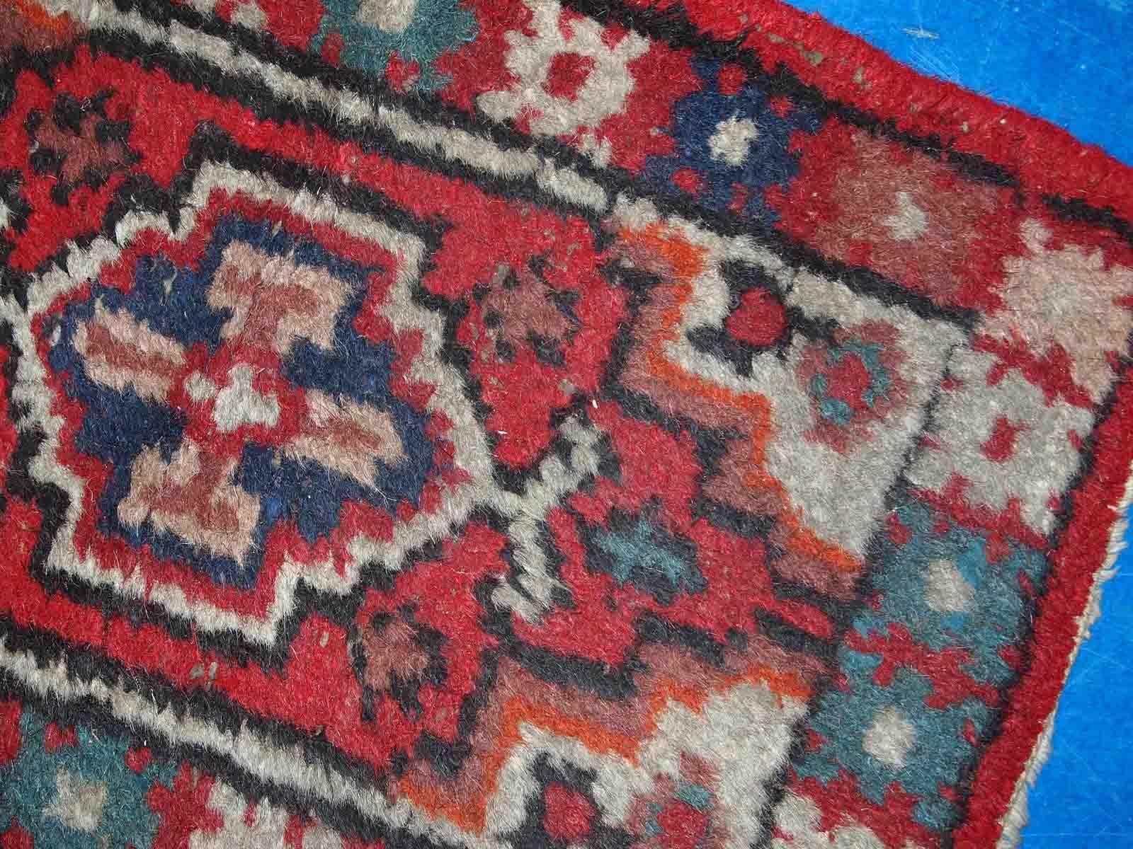 Hand-Knotted Handmade Vntage Hamadan Style Rug, 1960s, 1C750 For Sale