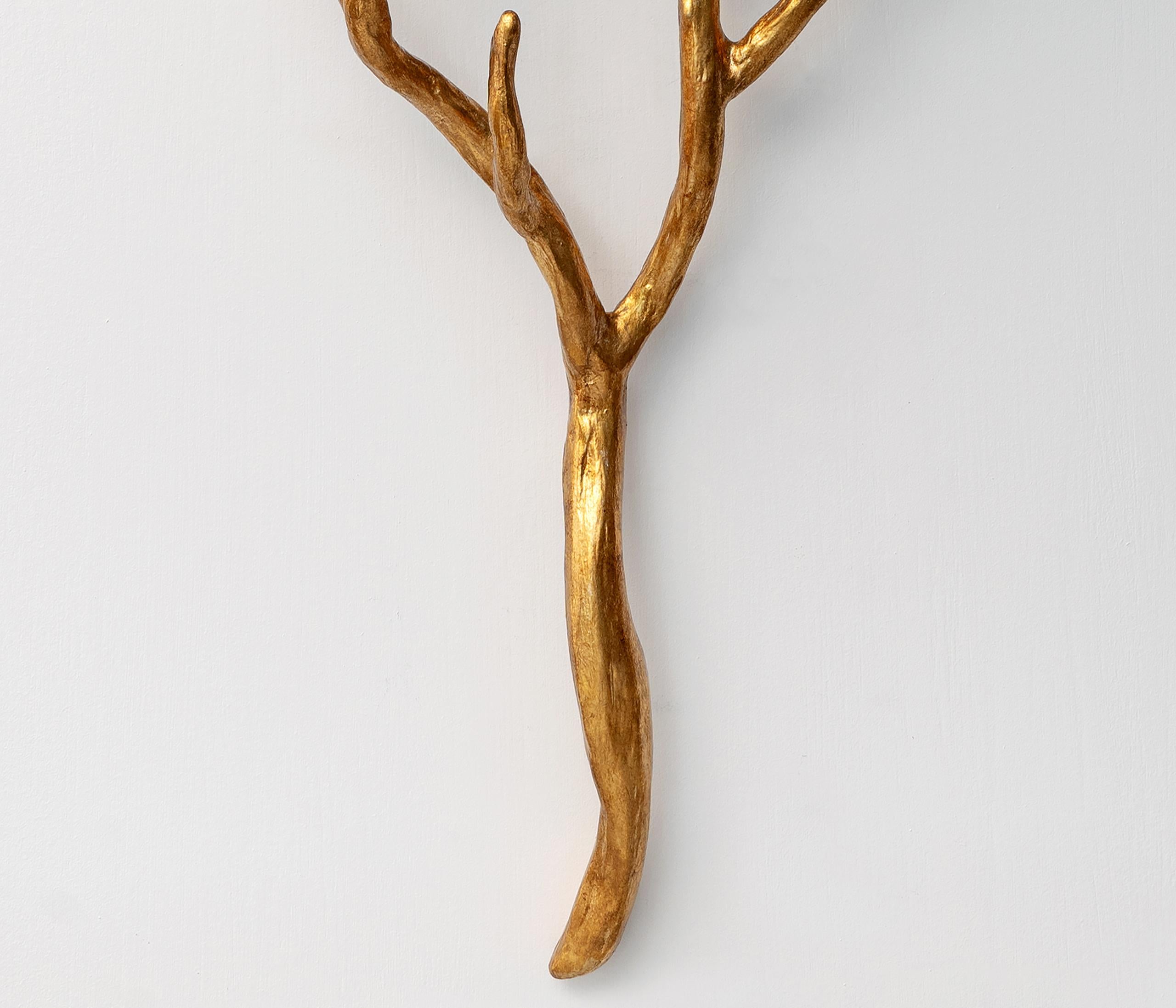 Metal Handmade Wall Light Etna / Wall Sconce in Antique Gold - Organic Modern For Sale
