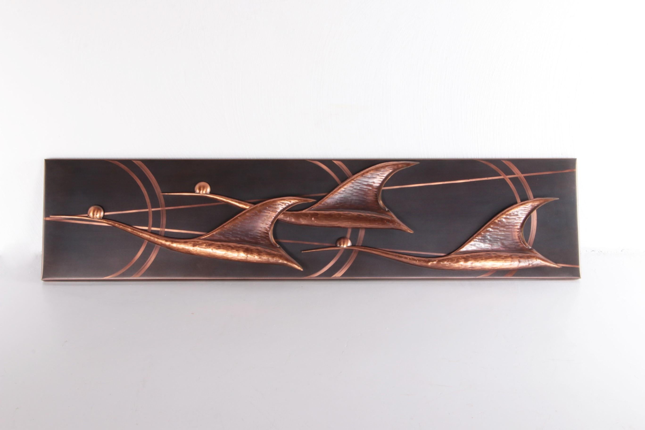 Mid-Century moderno Pannello da parete fatto a mano con uccelli d'epoca, 1970 Germania in vendita