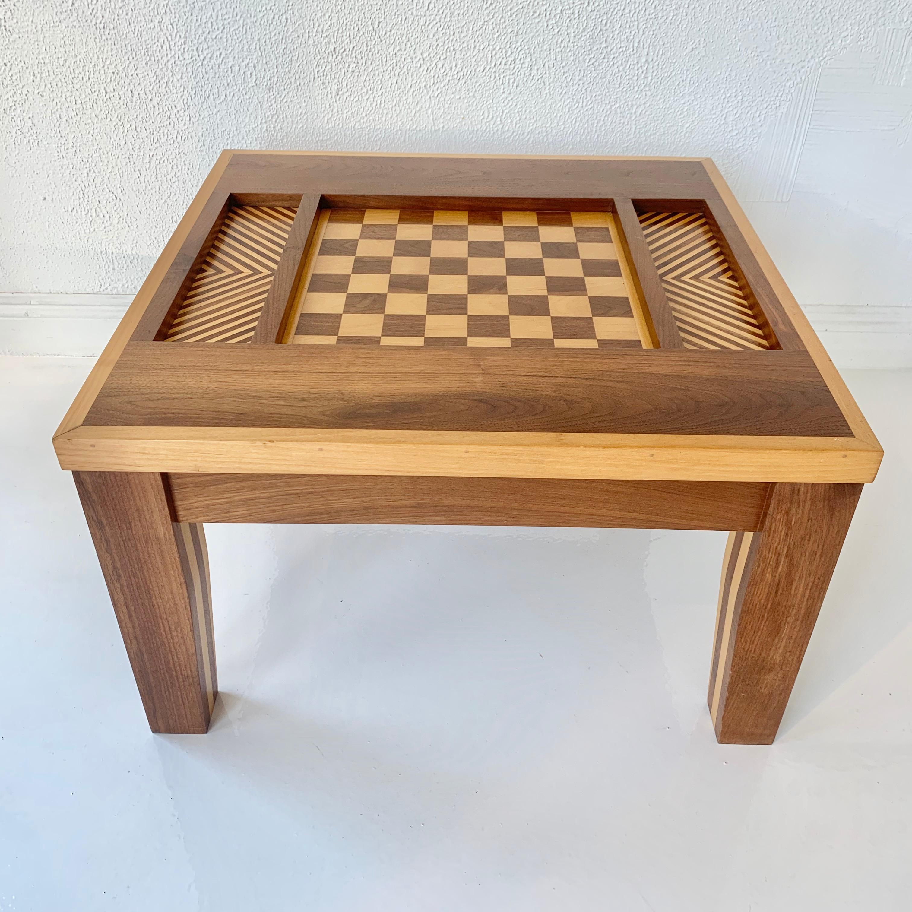Handmade Walnut Chess Table In Good Condition In Los Angeles, CA