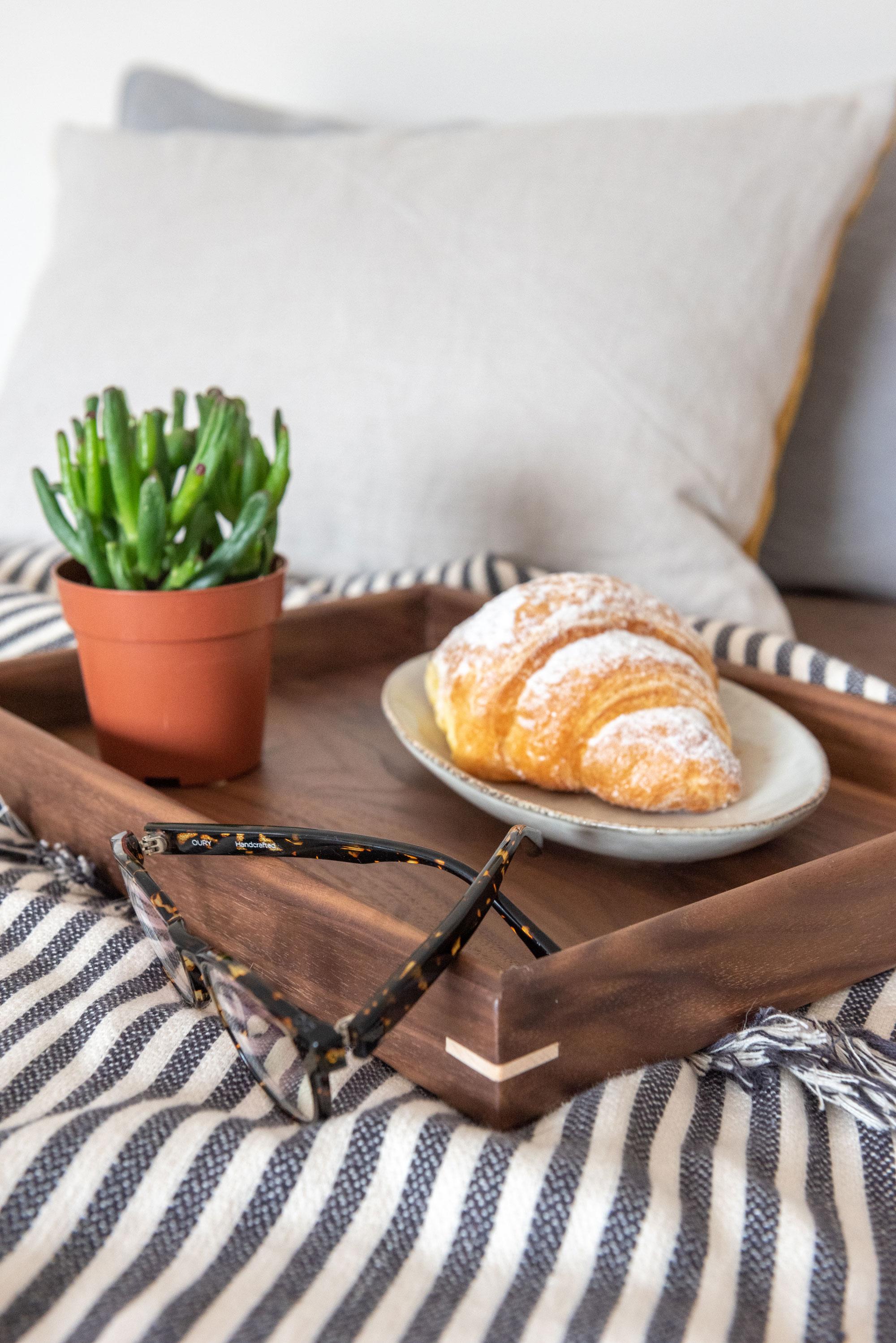 Modern Small Handmade Rectangular Walnut Serving Tray 45 x 35cm For Sale