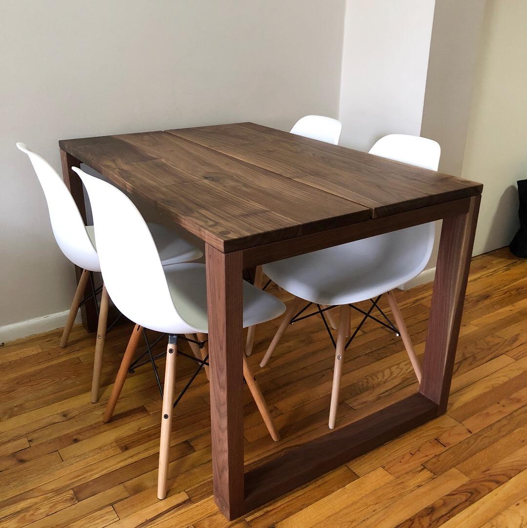 Handmade walnut, dining table available from Mats Christeen is available in custom sizes. Table shown here is 30