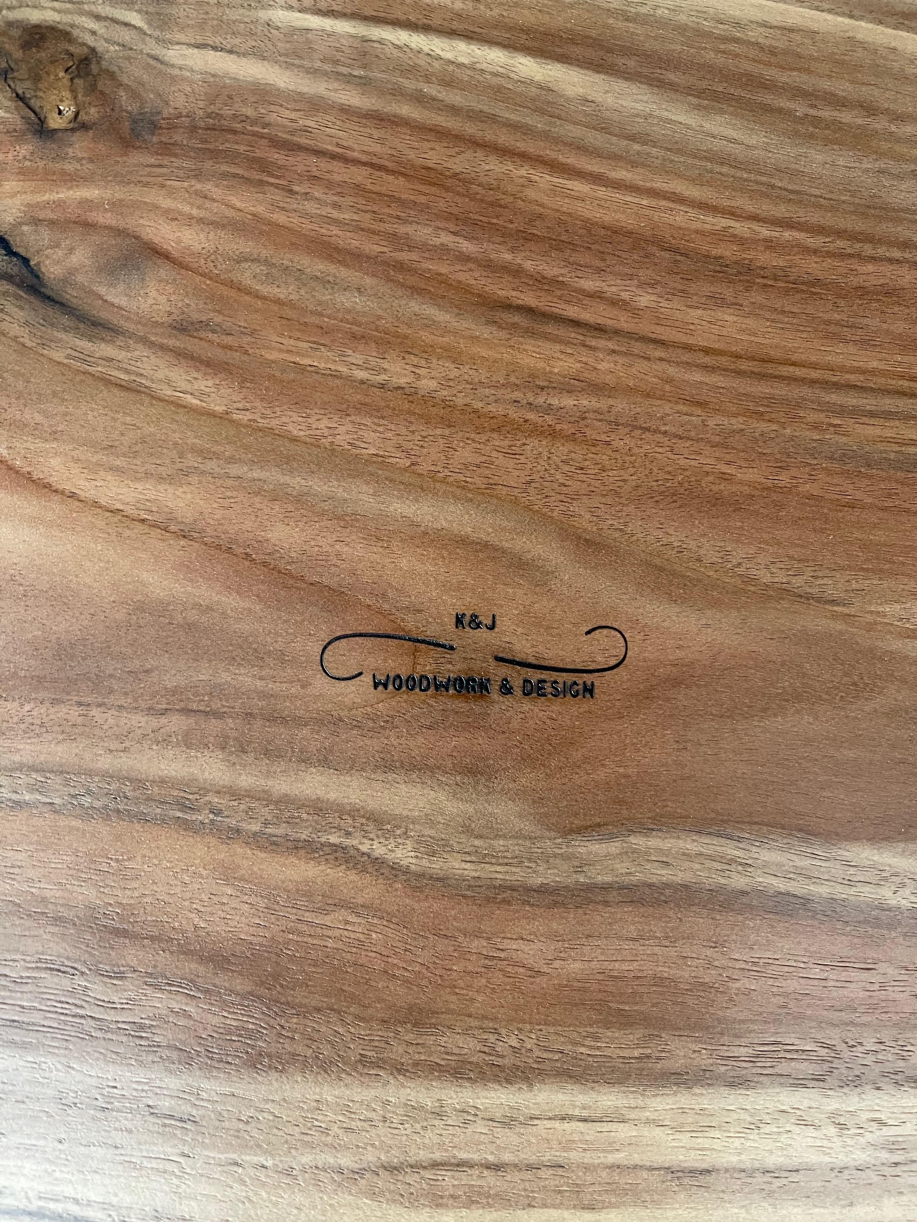 Handmade Walnut Mid Century Style Live Edge Burl Wood Slab Coffee Table Bench 1