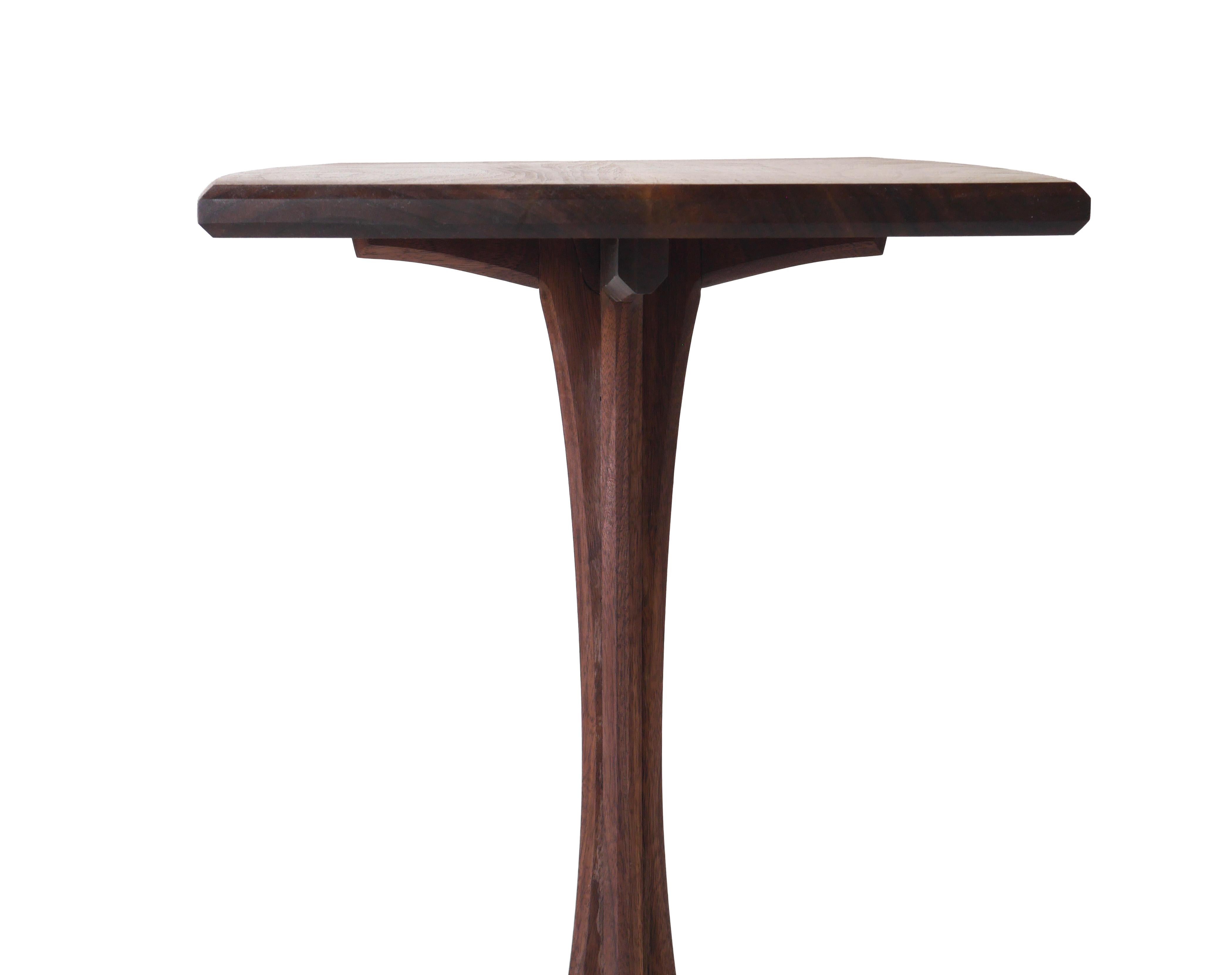 Modern Walnut Plume Side Table, Contemporary Handmade Pedestal End Table by Arid For Sale