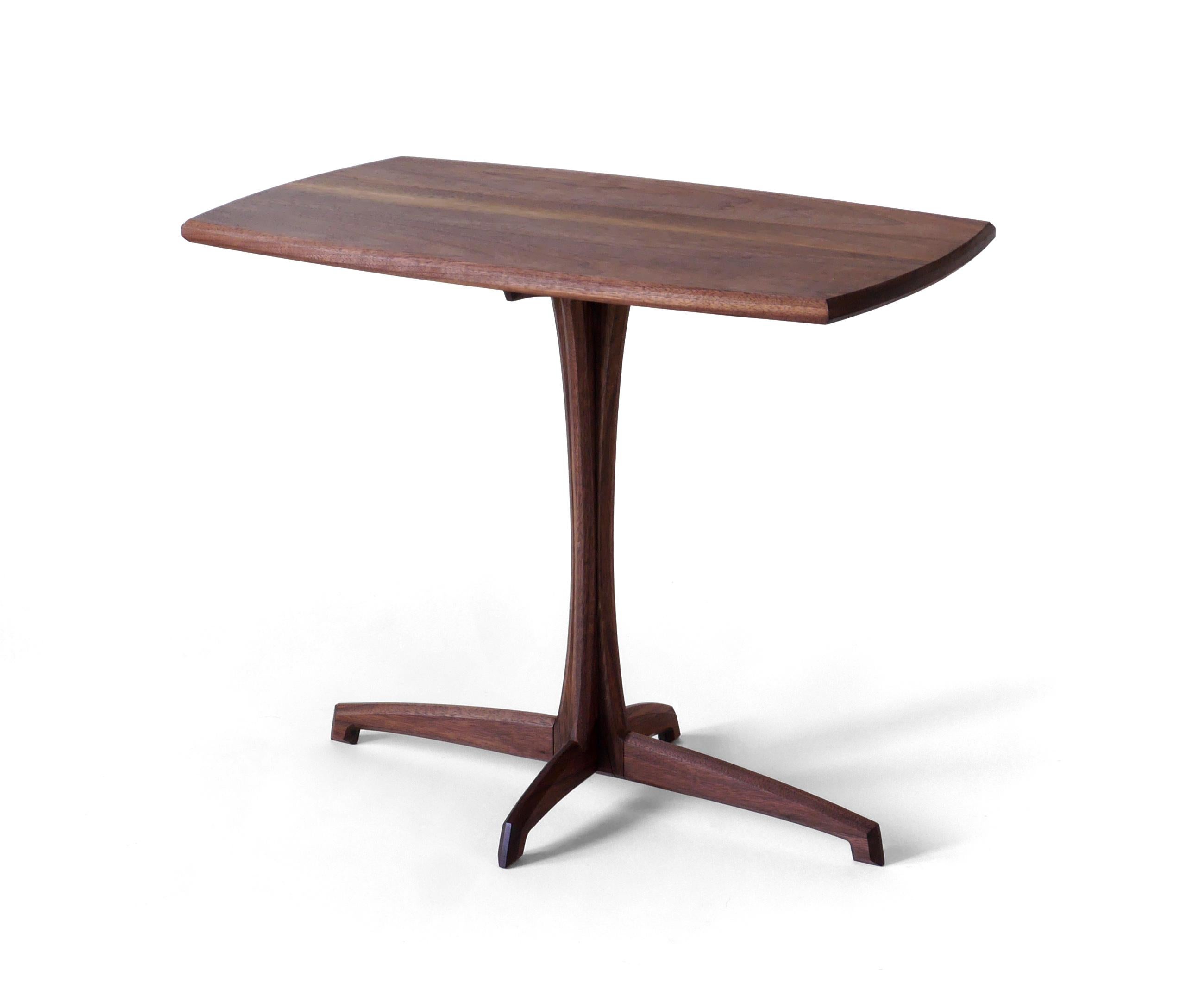Walnut Plume Side Table, Contemporary Handmade Pedestal End Table by Arid In New Condition For Sale In Albuquerque, NM