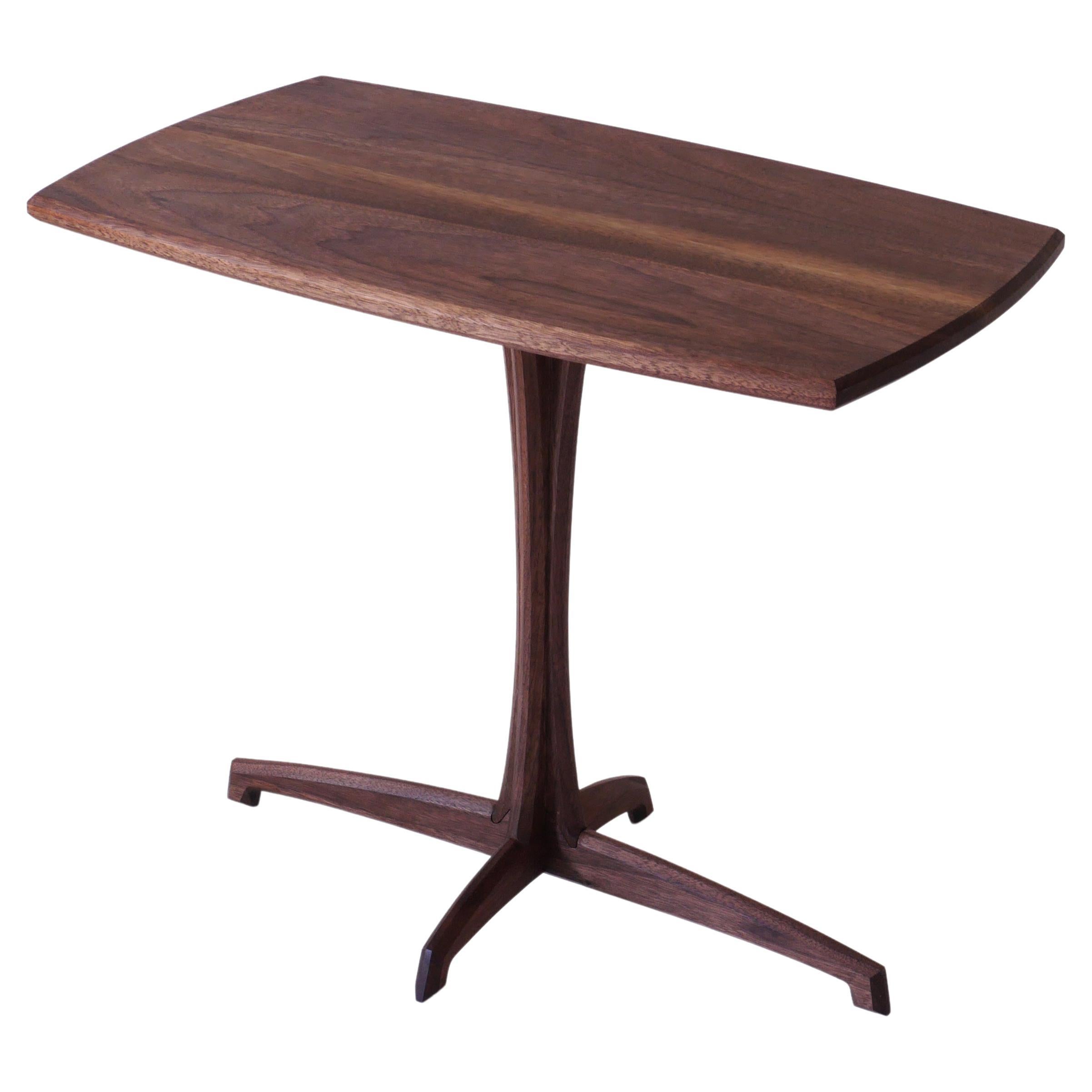 Walnut Plume Side Table, Contemporary Handmade Pedestal End Table by Arid For Sale