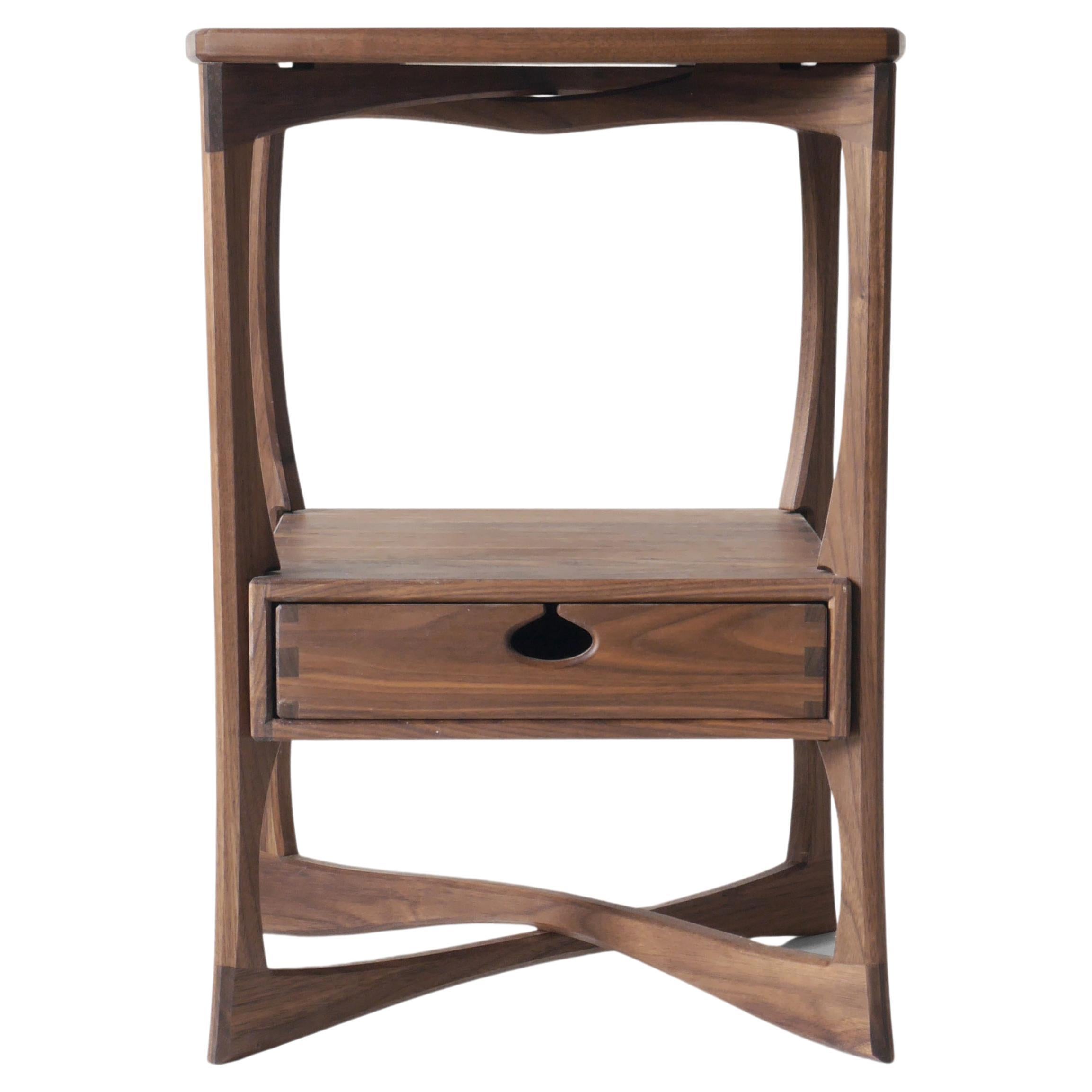 Walnut Roke Side Table, Modern End Table / Nightstand with one Drawer by Arid