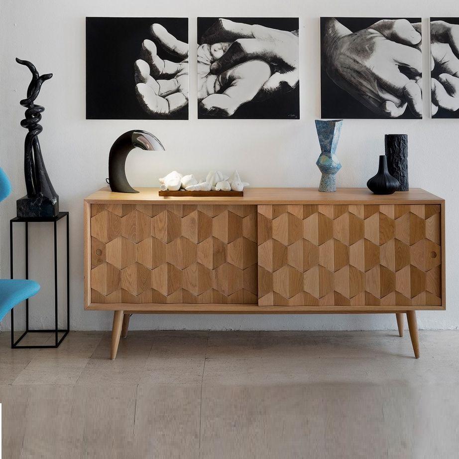 Handmade Walnut Sideboard Featuring Two Drawers and Four Divisions For Sale 2