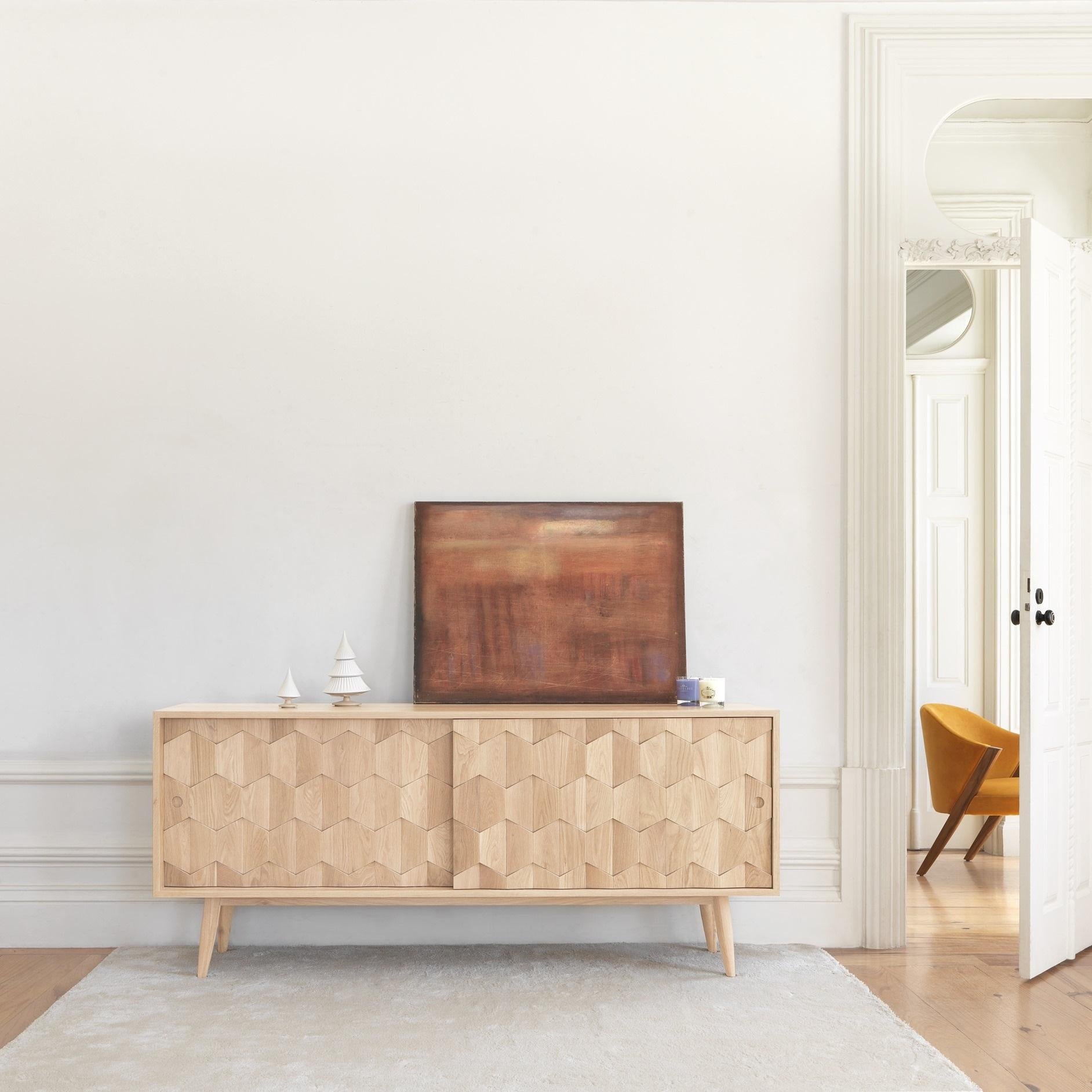 Handmade Walnut Sideboard Featuring Two Drawers and Four Divisions For Sale 4