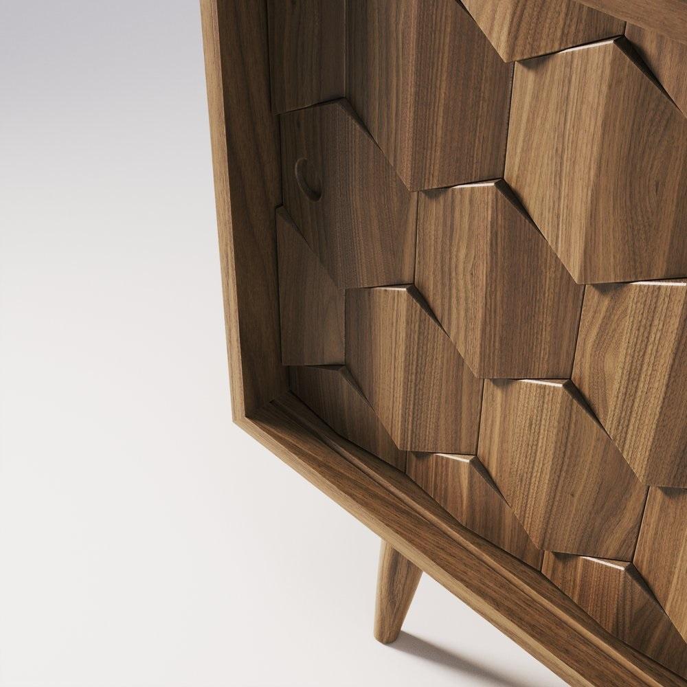 Handmade Walnut Sideboard Featuring Two Drawers and Four Divisions For Sale 5