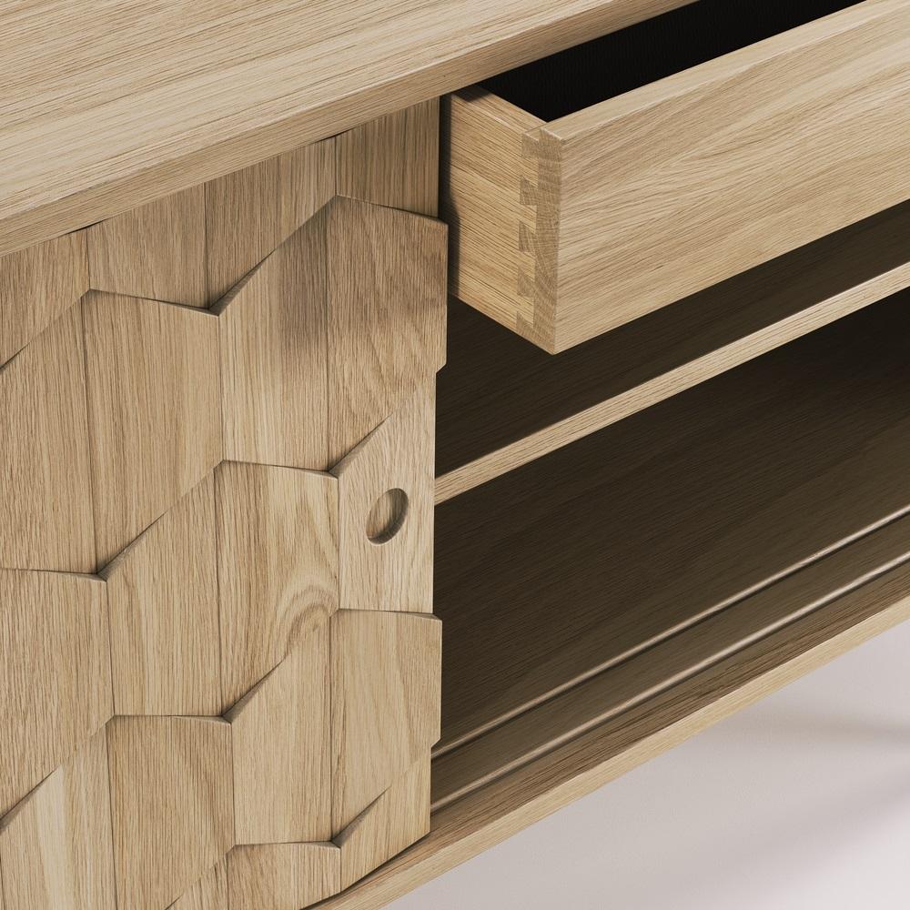 Handmade Walnut Sideboard Featuring Two Drawers and Four Divisions For Sale 6