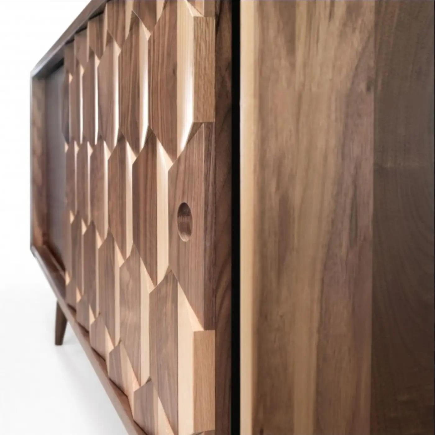 Handmade Walnut Sideboard Featuring Two Drawers and Four Divisions For Sale 7