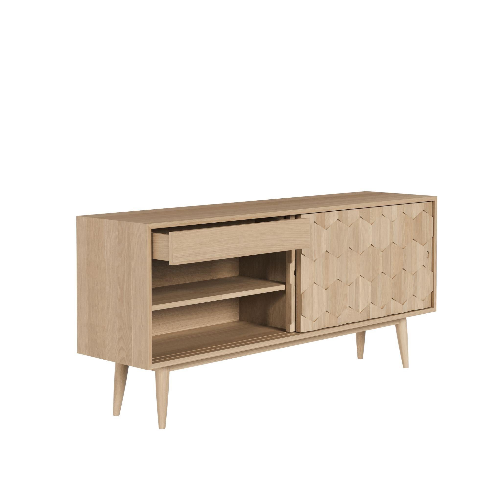 Portuguese Handmade Walnut Sideboard Featuring Two Drawers and Four Divisions For Sale