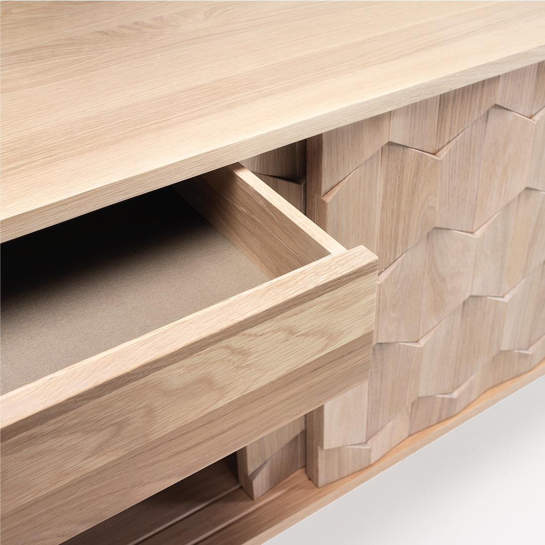 Handmade Walnut Sideboard Featuring Two Drawers and Four Divisions In New Condition For Sale In NEW YORK, NY